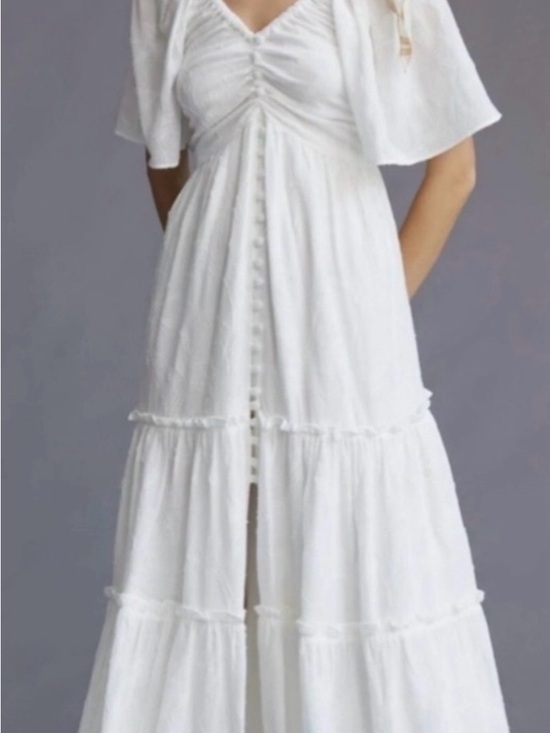 Anthropologie Dresses & Skirts - Anthropologie White Tiered Button-Front Maxi Dress